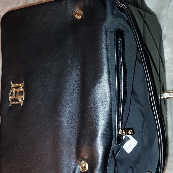 Badgley Mischka studio quilted vegan leather black bag - Picture 7 of 11